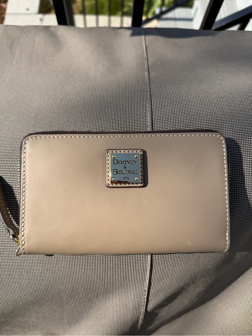 Dooney & Bourke Emerson Smooth Leather Zip Around Wallet in Taupe